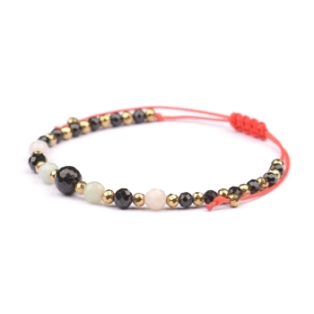 Bransoletka celebrytka czarny TURMALIN AMAZONIT HEMATYT ochrona i spokój